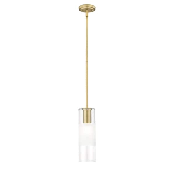 Z-Lite Alton Pendant, 1-Light, 4.75 In.W x 14.25 In.H, Modern Gold/Clear+Frosted 824P-ROD-MGLD - main